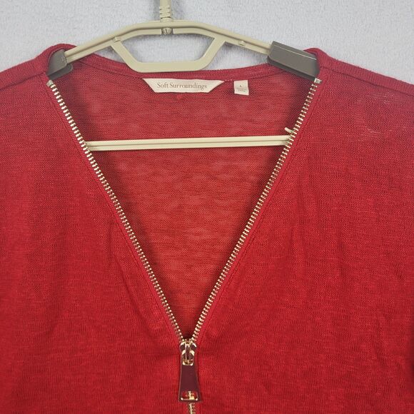 Soft Surroundings Valentina Sweater Top Womens Large Zip Long Sleeve Lightweight - Picture 5 of 15